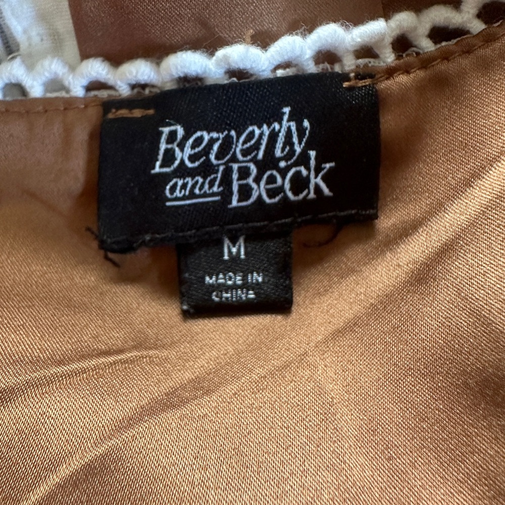 Beverly and Beck White Lace Corset Bustier Top Over Brown Satin Lining - Picture 6 of 6